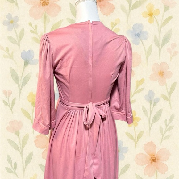Vintage 70s Young Edwardian Pink Prairie Maxi Dress - Picture 4 of 8